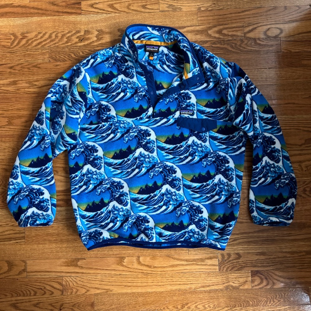 Patagonia Synchilla Snap-T Fleece Pullover with Hokusai Fitz Roy Blue Wave